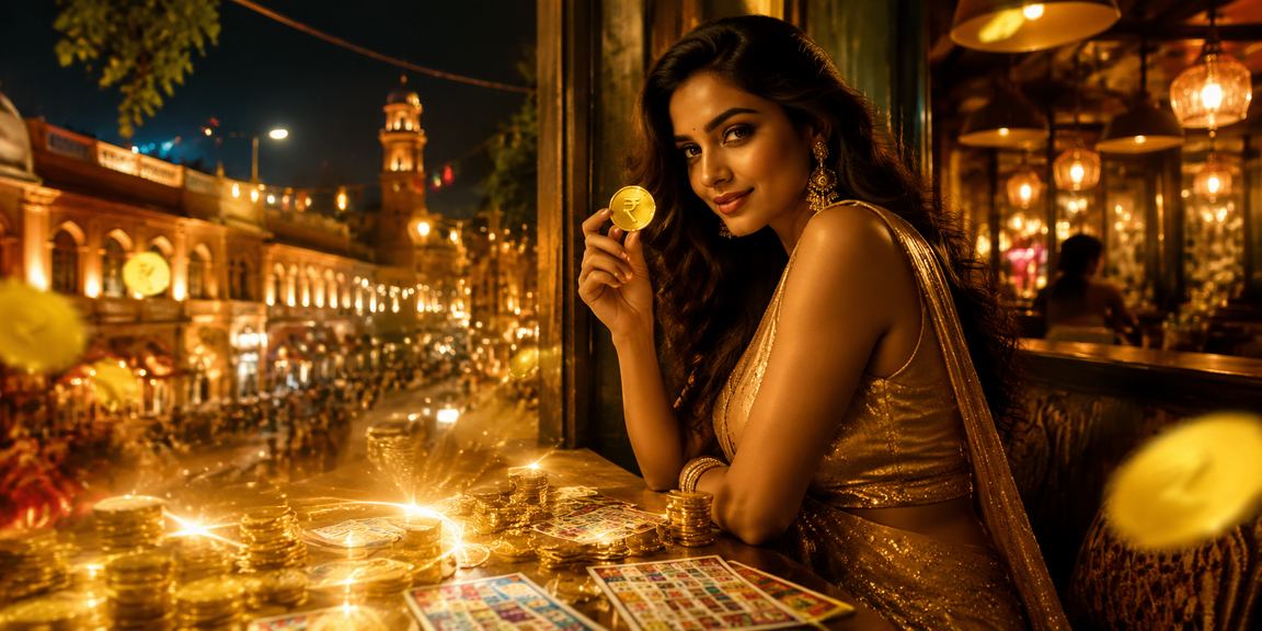 Lucknow old city view with people engaging in lottery draws
